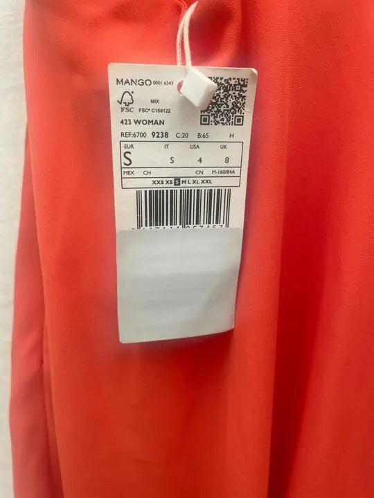 Mango - Orange Wrap Back Dress Size: Small