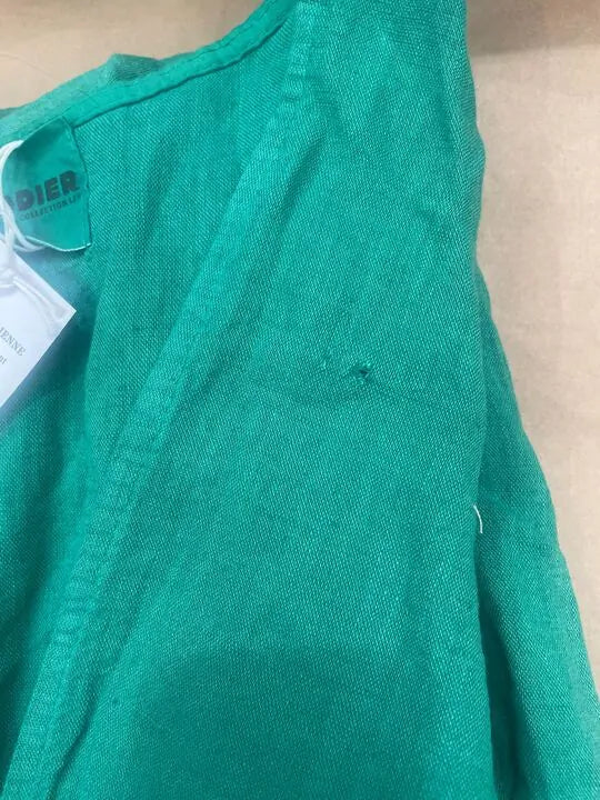 Rodier - Green Puff Sleeve Linen Midi Dress Size: M/l