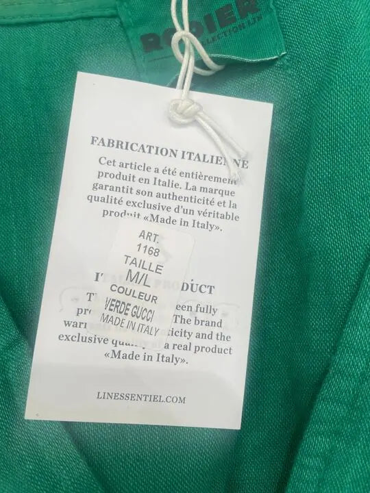 Rodier - Green Puff Sleeve Linen Midi Dress Size: M/l