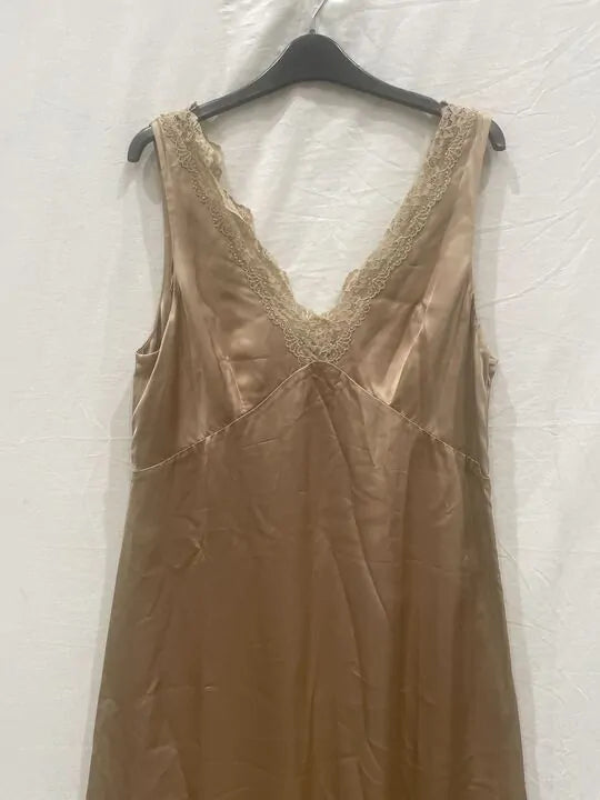 & Other Stories - Blush Slinky Lace Slip Dress - Beige Size: Uk 14