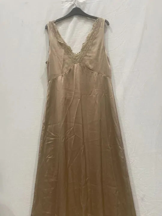 & Other Stories - Blush Slinky Lace Slip Dress - Beige Size: Uk 14