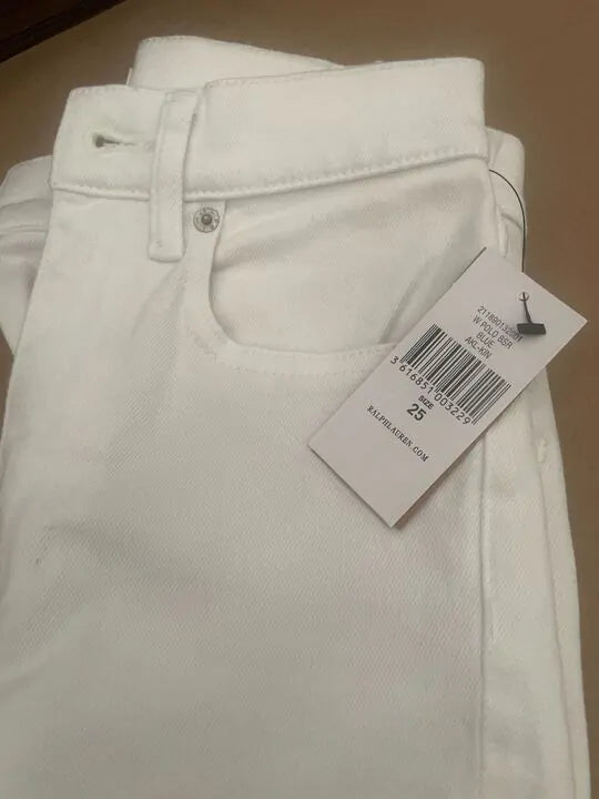 Polo Ralph Lauren - White High Rise Slim Stretch Jeans Size: 25