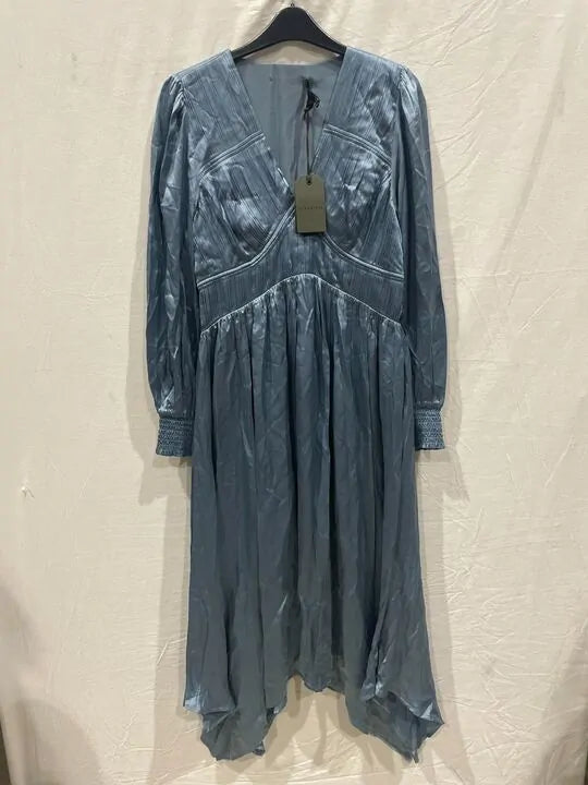 All Saints - Blue Slate Estelle Silk Blenddress Size: Uk 12