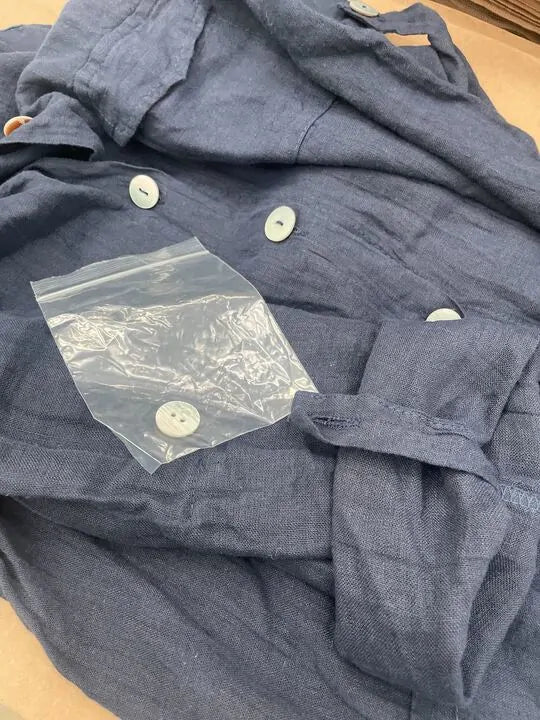 Rodier - Navy Button Through Linen Shirt Dress Size: M/l