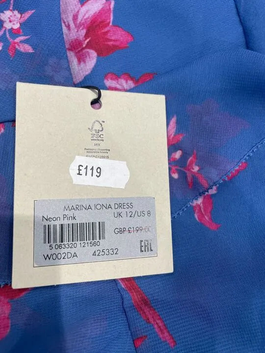 All Saints - Blue Marina Flower Maxi Dress Size: Uk 12