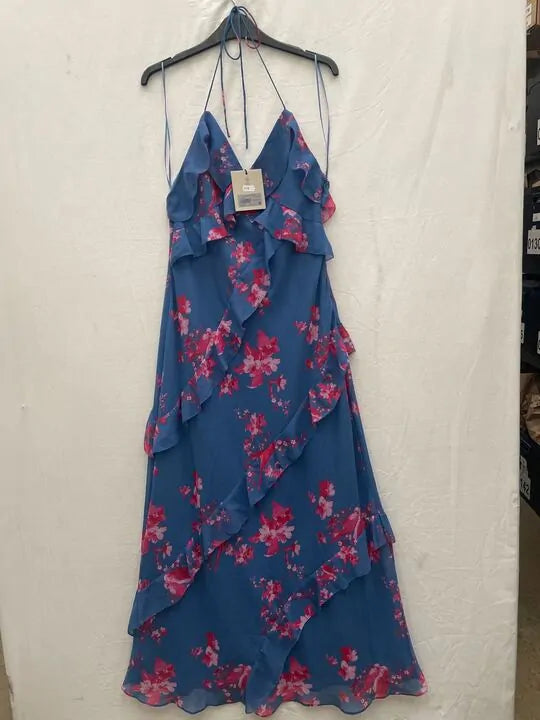 All Saints - Blue Marina Flower Maxi Dress Size: Uk 12
