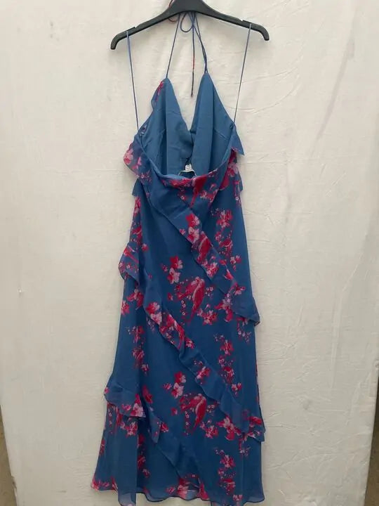 All Saints - Blue Marina Flower Maxi Dress Size: Uk 12