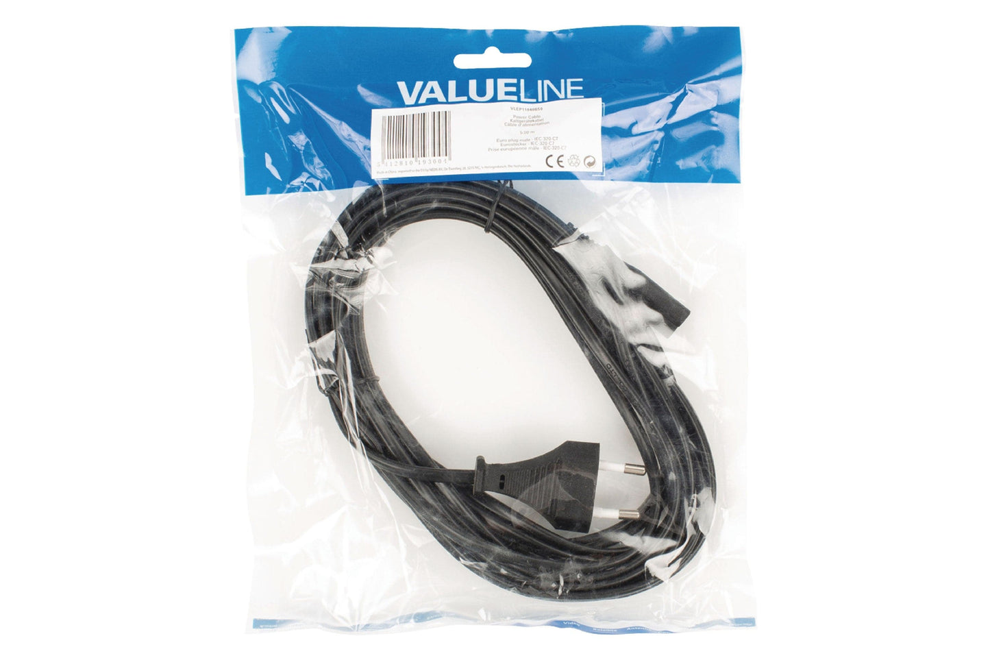 Maplin Power Lead IEC C7 Fig 8 2 Pin Plug to Euro 2 Pin Plug - 5m (Not Fused)