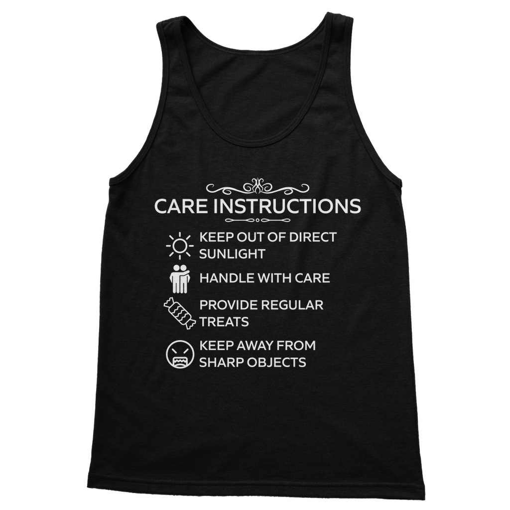 Care Instructions White Print Ladies Vest Top | Fitted Cotton Tank