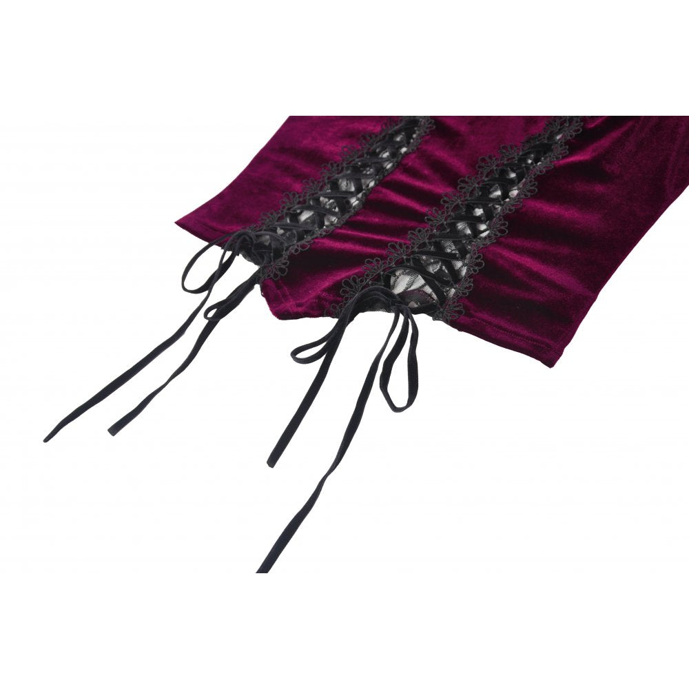 Dark in Love Serilda Velvet Lace Corset Top in Wine Red