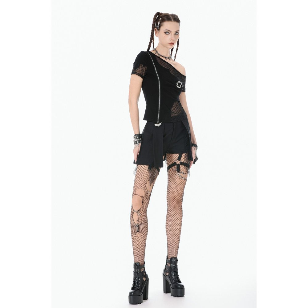 Dark in Love Punk Mesh Layered Skort Shorts