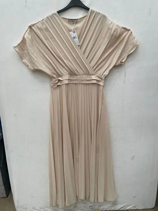 Mango - Ecru Drop Shoulder A-line Dress Size: L
