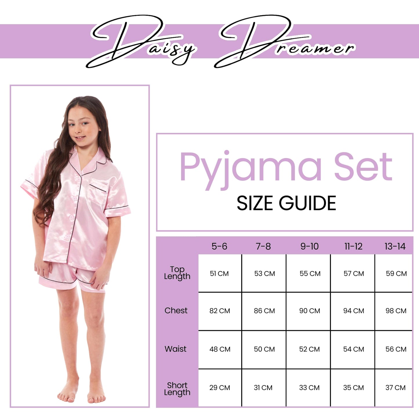 Kids Satin Silk Pyjama Set for Girls with Button-Down Shirt and Loose-Fitting Pants Comfortable Loungewear in Black Pink Grey Ages 5-14 by Daisy Dreamer