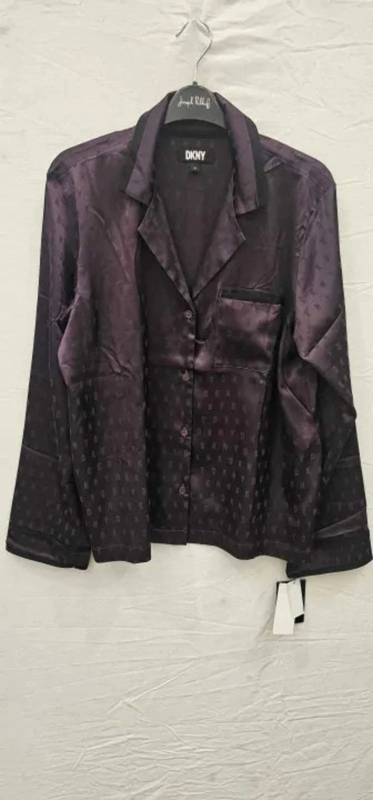 Dkny- Purple-Plum Jacquard Satin Pyjama -Purple Size: Small