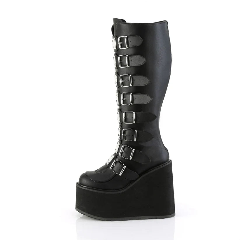 Demoniacult Raven Wide Calf Knee High Boots