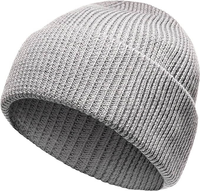 Unisex Wool Knit Beanie for Men and Women Warm Insulated Windproof Hat with Turn-Up Cuff Classic Black Grey Winter Cap for Outdoor Activities by Heatwave Thermalwear