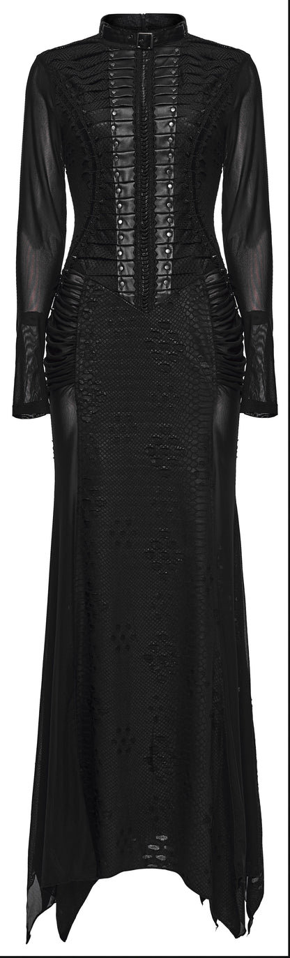 Punk Rave Seraphine Spinal Lace Panel Maxi Dress In Black