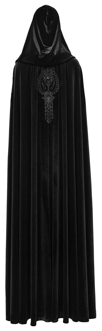 Punk Rave Goth Velvet Cloak – Black