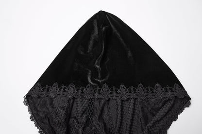 Punk Rave Goth Velvet Cloak – Black