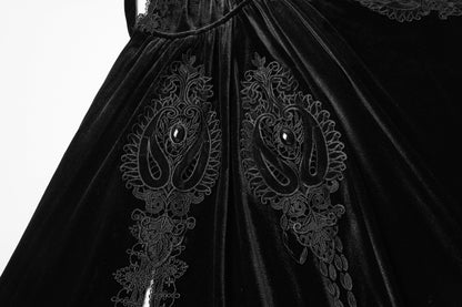 Punk Rave Goth Velvet Cloak – Black