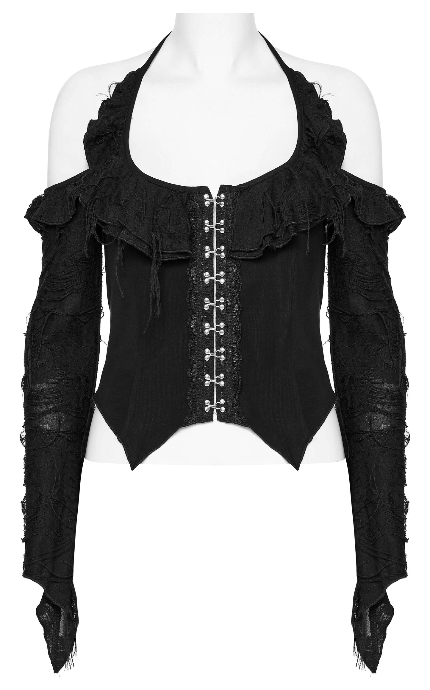 Punk Rave Clarabelle Wenchy Halterneck Distressed Look Top