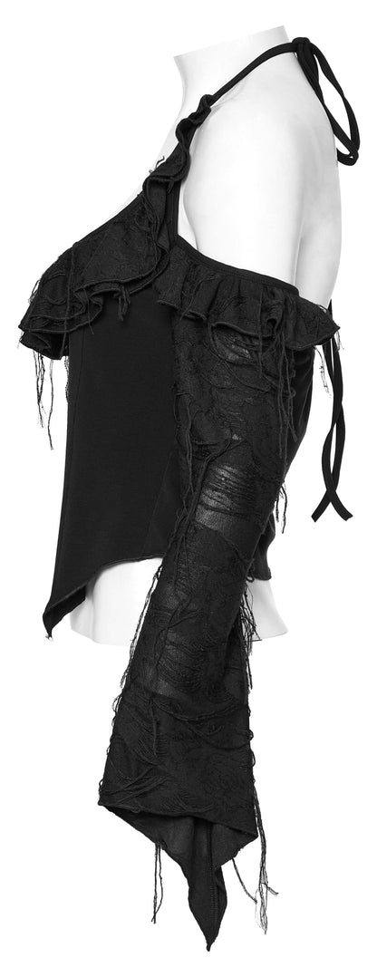 Punk Rave Clarabelle Wenchy Halterneck Distressed Look Top