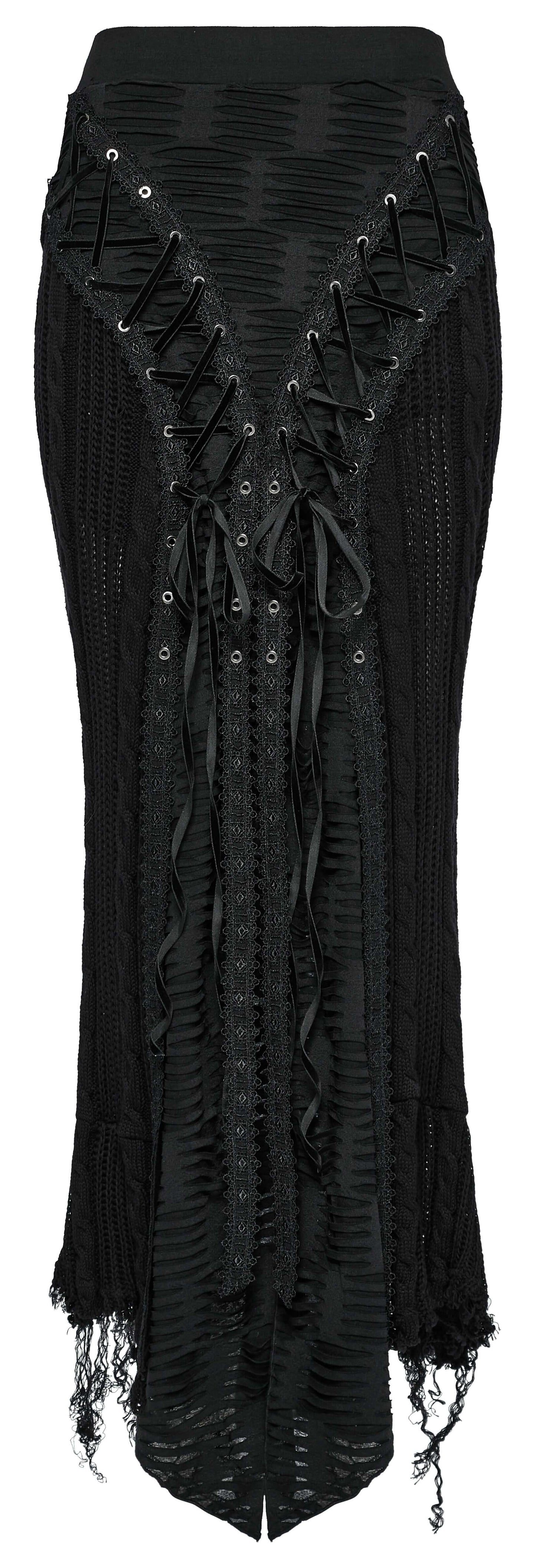 Punk Rave Anastasia Gothalyptic Knitted Fishtail Skirt with Lace Up Features