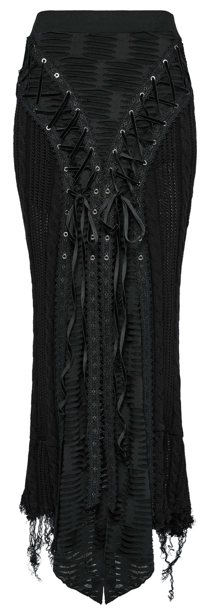 Punk Rave Anastasia Gothalyptic Knitted Fishtail Skirt with Lace Up Features