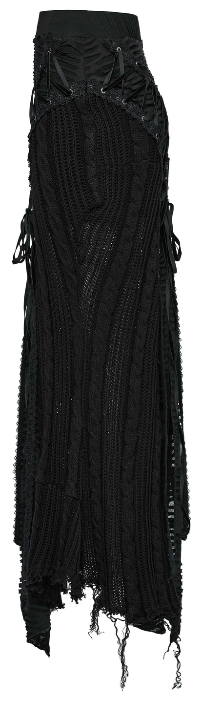 Punk Rave Anastasia Gothalyptic Knitted Fishtail Skirt with Lace Up Features