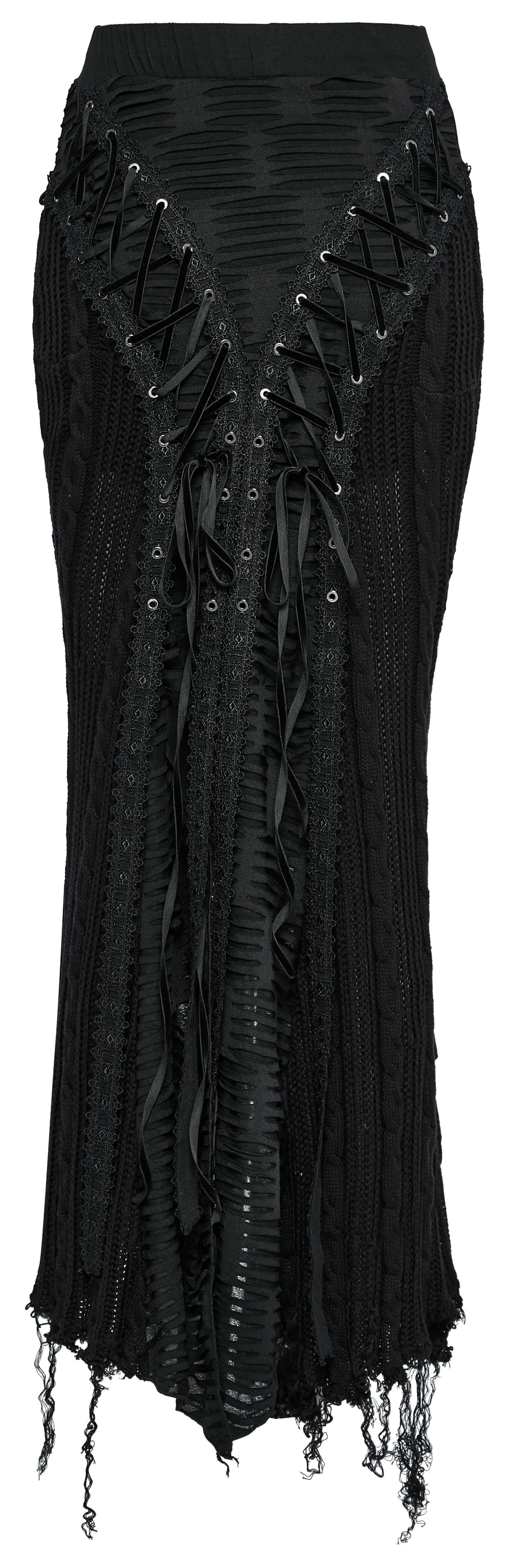 Punk Rave Anastasia Gothalyptic Knitted Fishtail Skirt with Lace Up Features