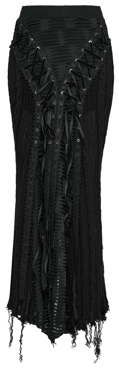 Punk Rave Anastasia Gothalyptic Knitted Fishtail Skirt with Lace Up Features