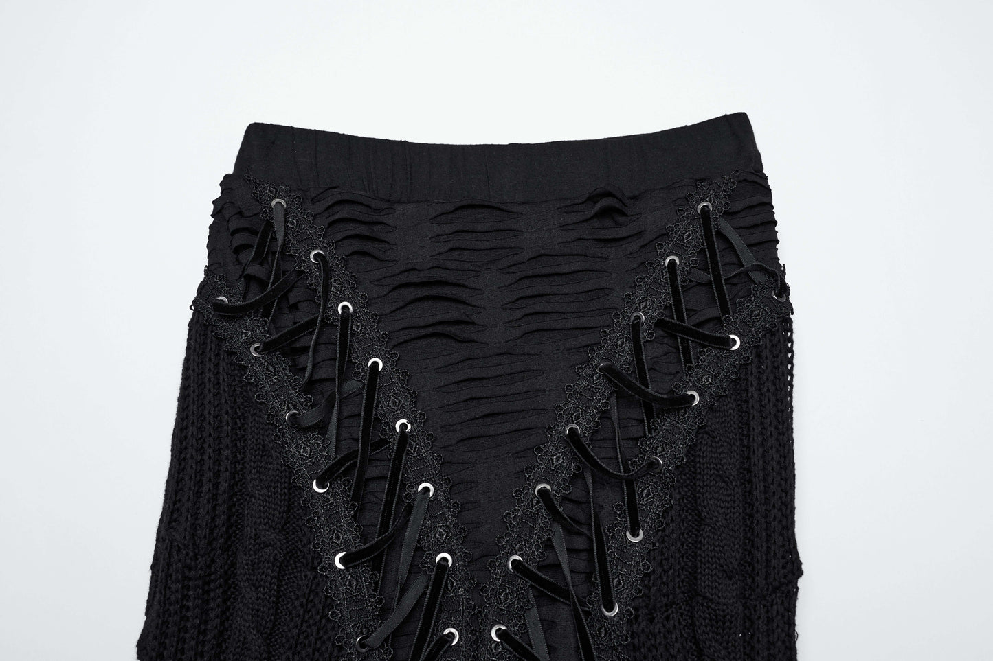 Punk Rave Anastasia Gothalyptic Knitted Fishtail Skirt with Lace Up Features