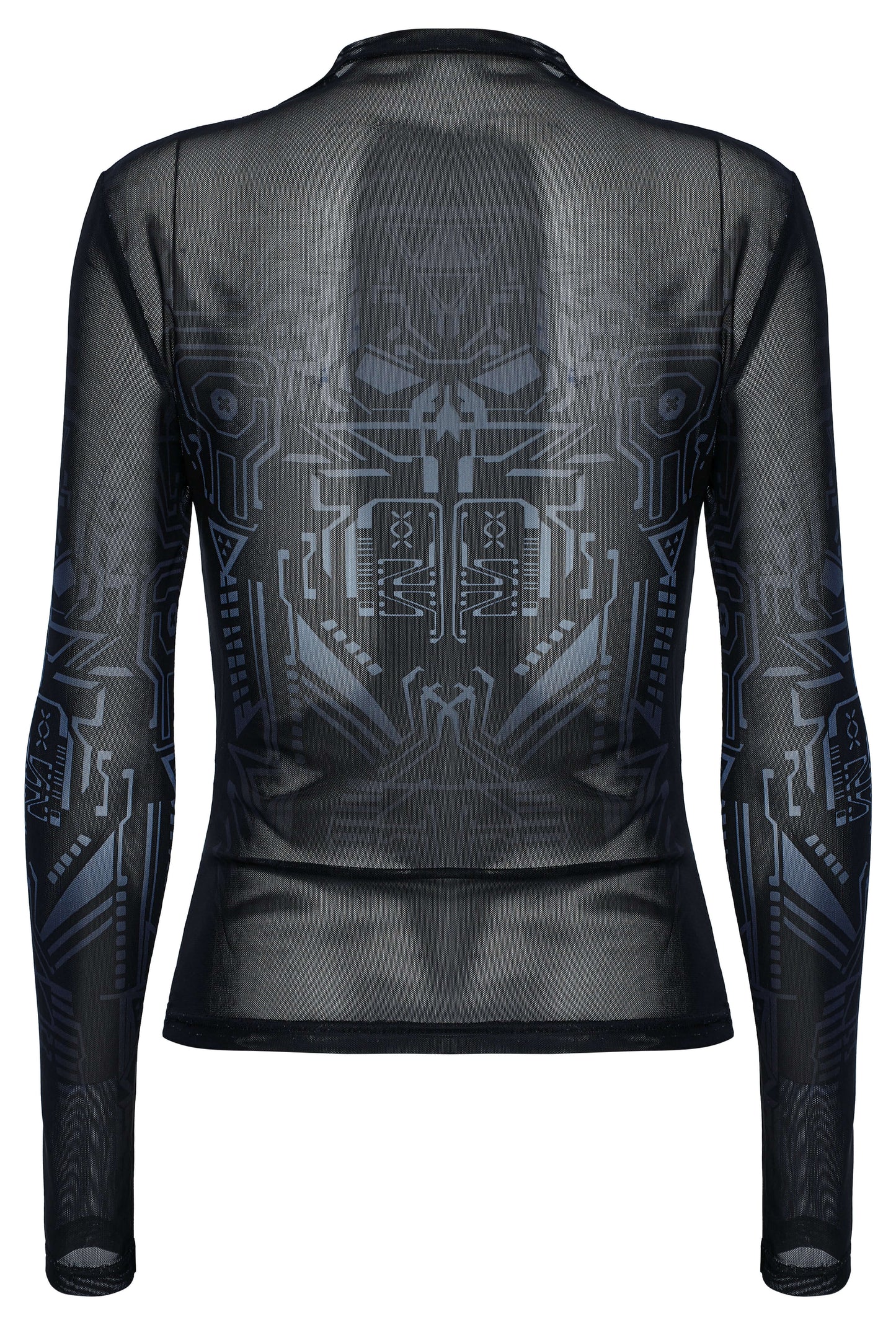 Punk Rave Eluana Cybergoth Print Mesh Long Sleeve Top