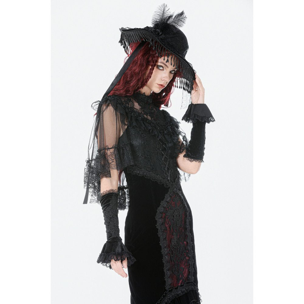 Dark in Love Morwenna Gothic Lace Ruffle Capelet