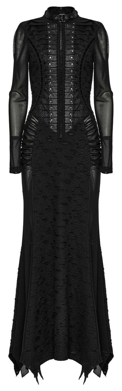 Punk Rave Seraphine Spinal Lace Panel Maxi Dress In Black