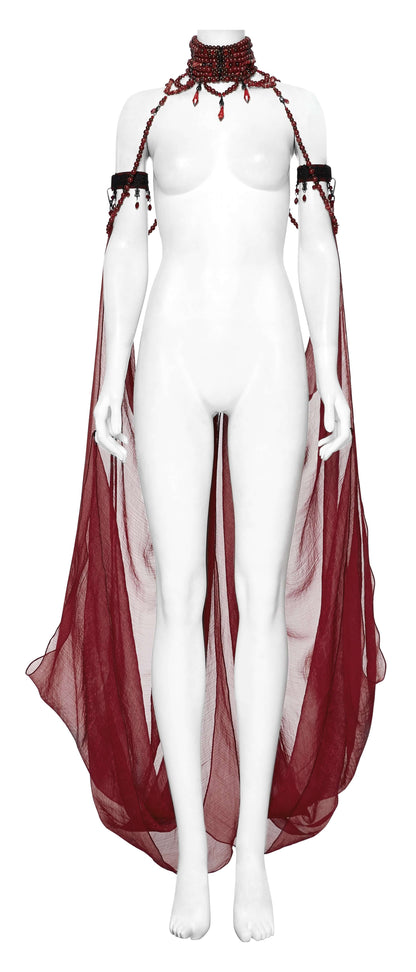 Punk Rave Dark Night Vampire Cloak in Red