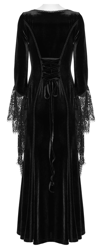 Punk Rave Isolde Velvet Lace Sleeve Dress In Black
