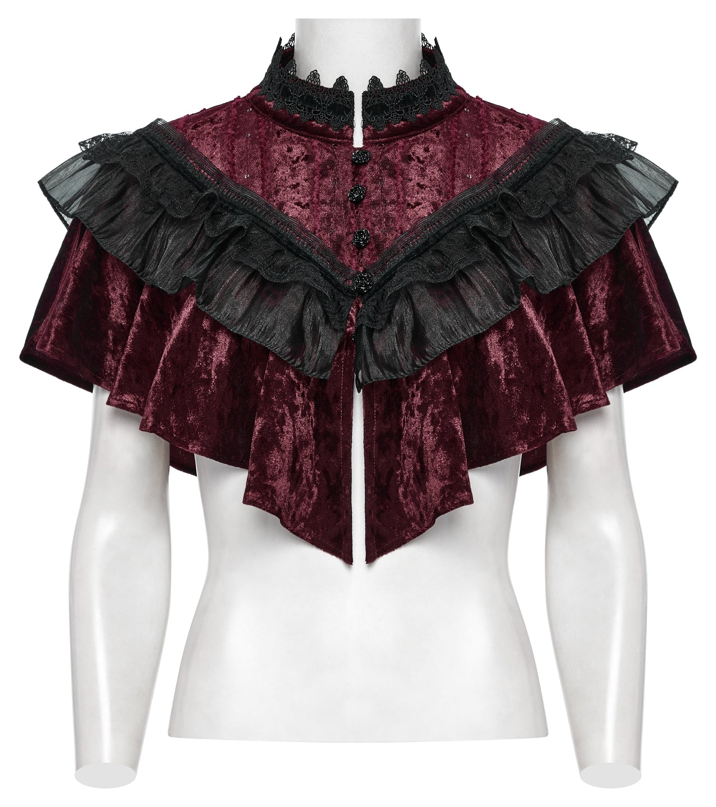 Punk Rave Elysia Velvet Ruffle Goth Shawl In Crimson