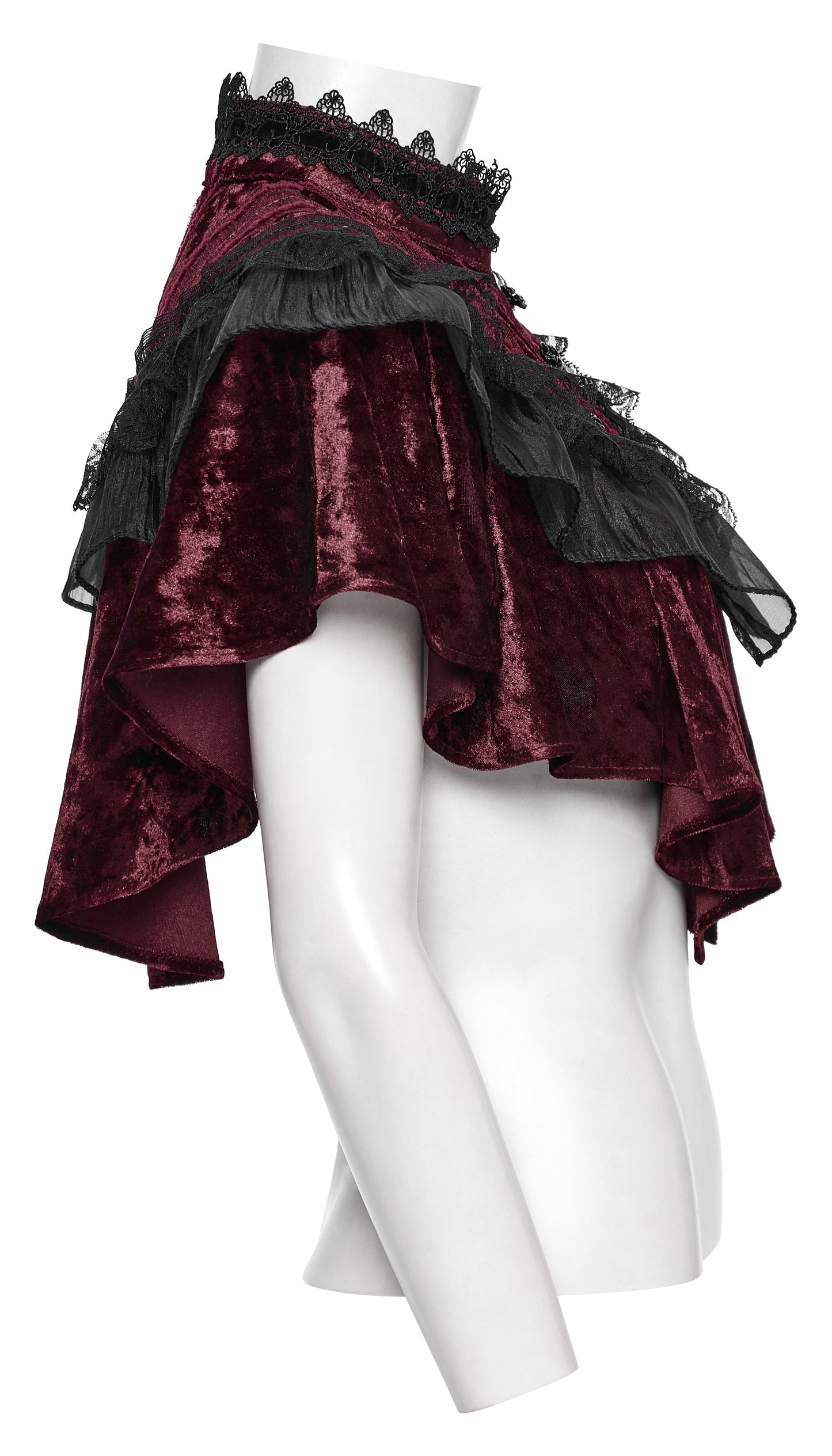 Punk Rave Elysia Velvet Ruffle Goth Shawl In Crimson