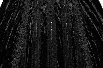 Punk Rave Morrigan Embroidered Velvet Goth Slip Dress In Black