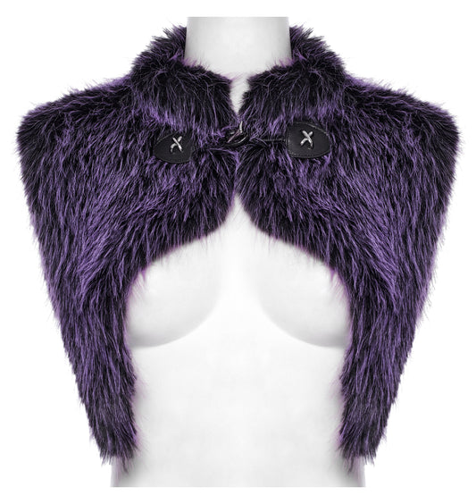 Punk Rave Lilith Gradient Devil Fur Shawl  In Violet