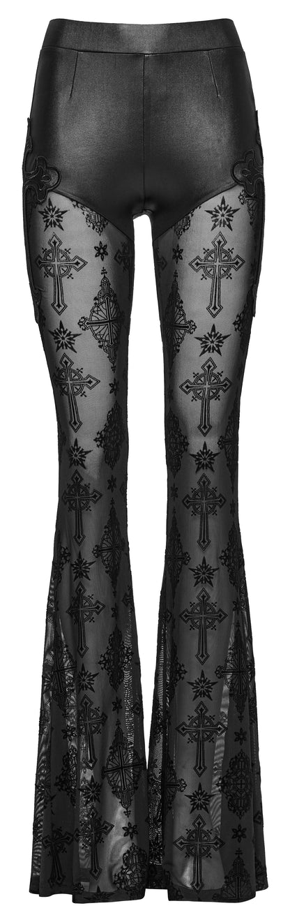 Punk Rave Seraphina Cross Flocking Flare Pants