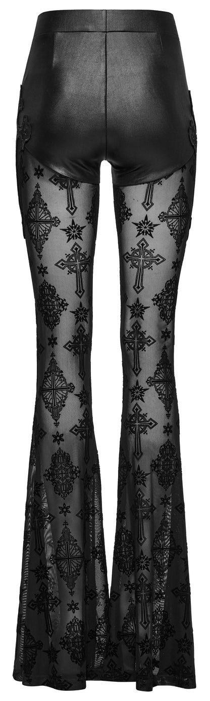 Punk Rave Seraphina Cross Flocking Flare Pants
