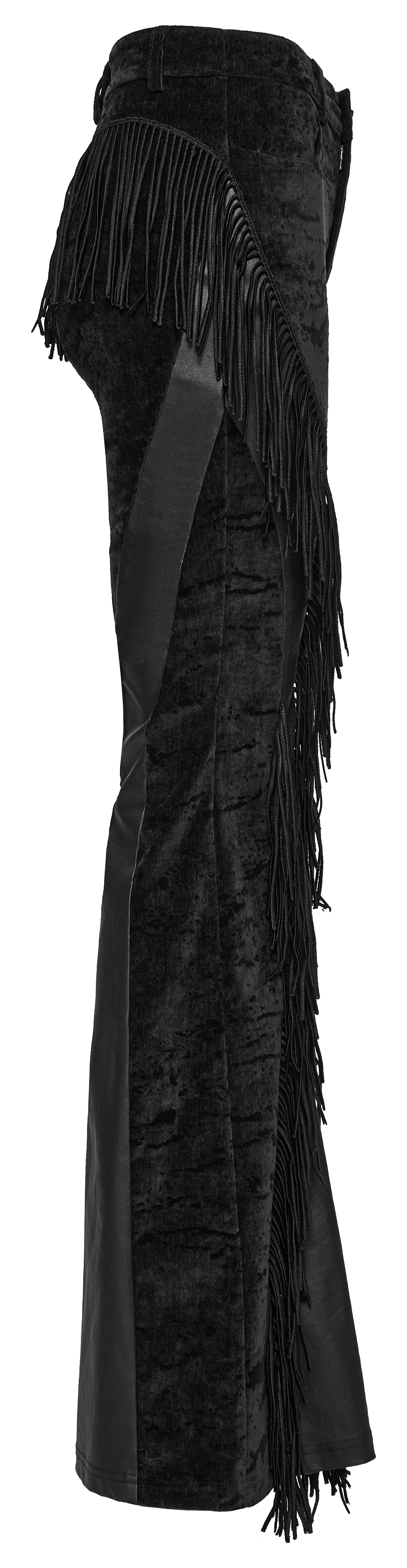 Punk Rave Morrigan Wasteland Tassel Flare Goth Trousers In Black