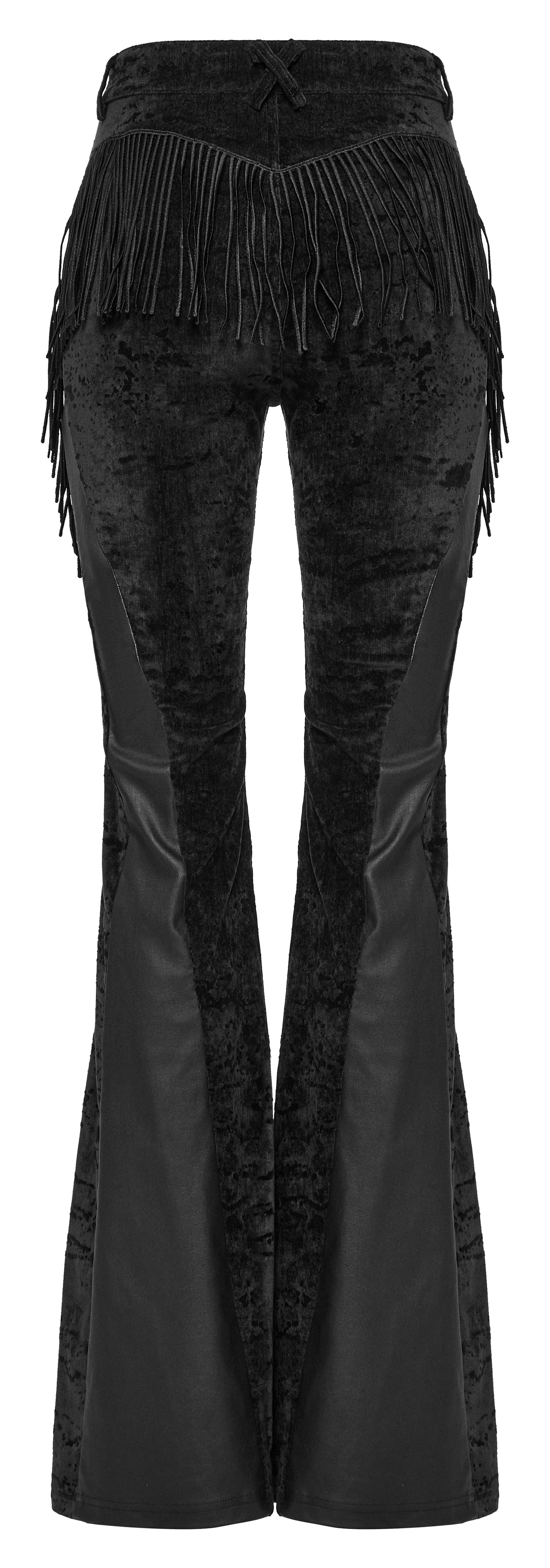 Punk Rave Morrigan Wasteland Tassel Flare Goth Trousers In Black