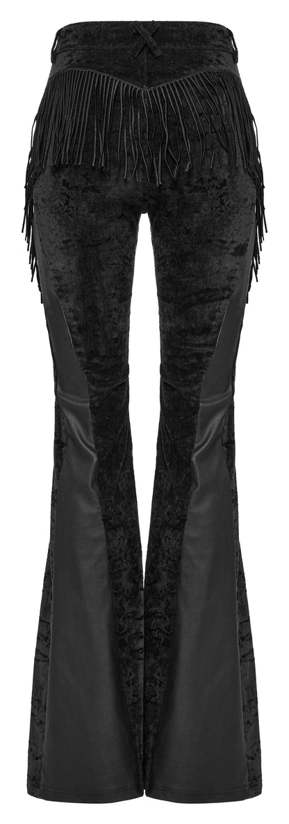 Punk Rave Morrigan Wasteland Tassel Flare Goth Trousers In Black