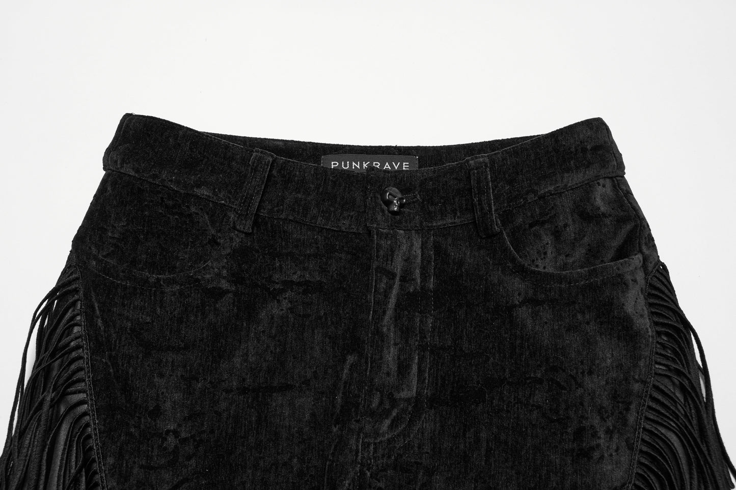 Punk Rave Morrigan Wasteland Tassel Flare Goth Trousers In Black