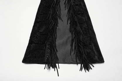 Punk Rave Morrigan Wasteland Tassel Flare Goth Trousers In Black
