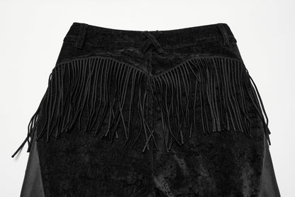 Punk Rave Morrigan Wasteland Tassel Flare Goth Trousers In Black