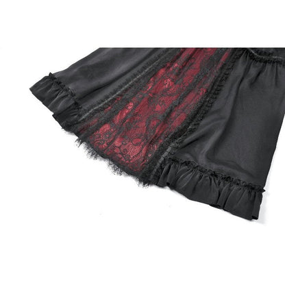 Dark in Love Gothic Victorian Lace Panel Skirt (Crimson)